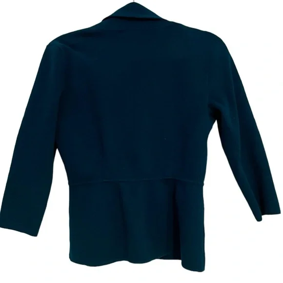 Alfani Teal Shawl Collar Jacket 3/4 Sleeve Open Front Career Chic Sz M - Picture 4 of 6